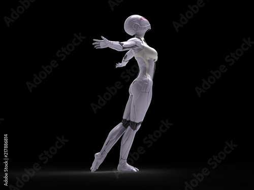 Robotic Cyber Woman is posing 3D Rendering © ThorstenSchmitt