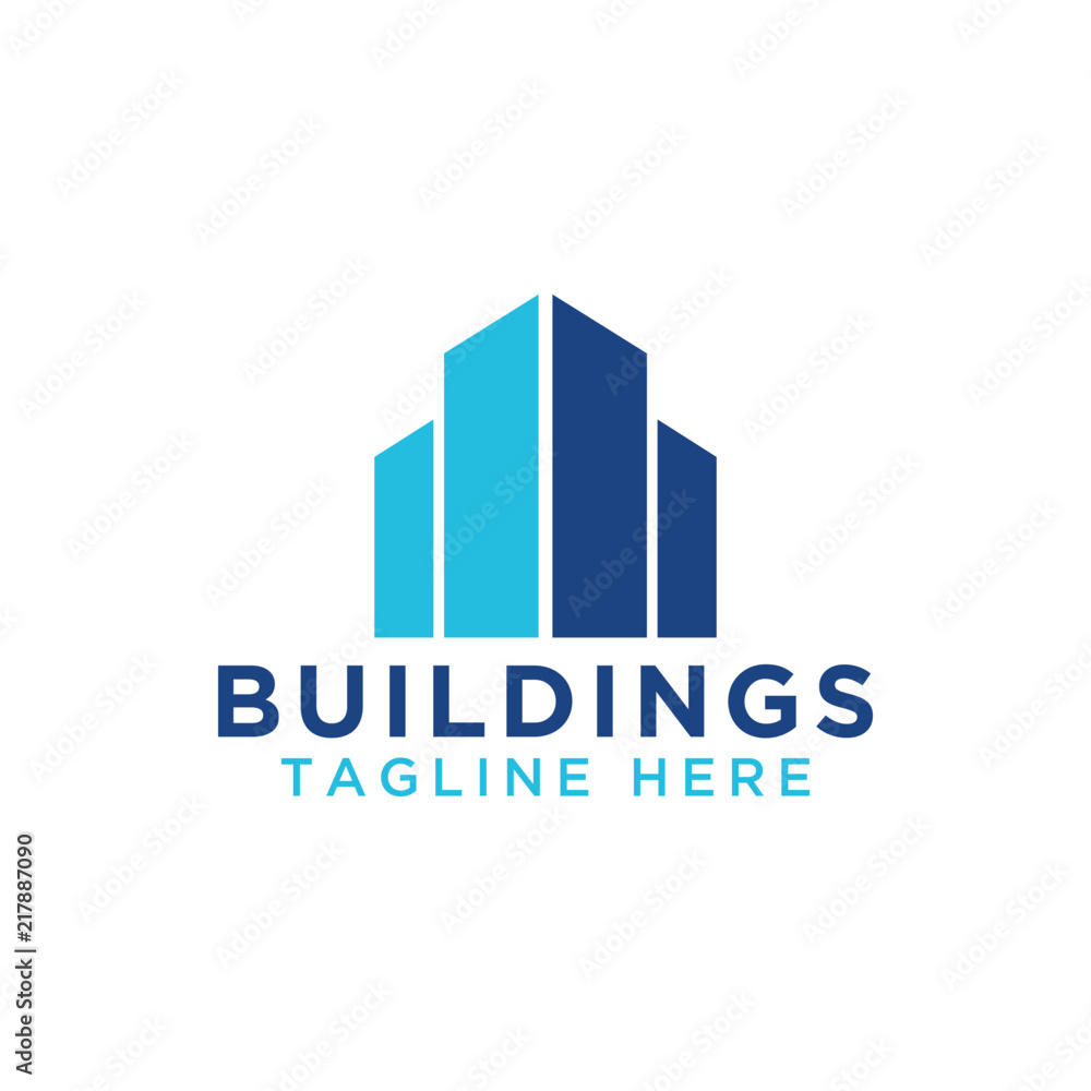 Building skyscrapers perspective vector template with blue color