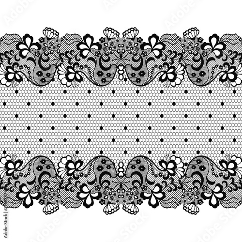 Black lacy vintage elegant trim. Vector illustration. Lacy vintage trim.