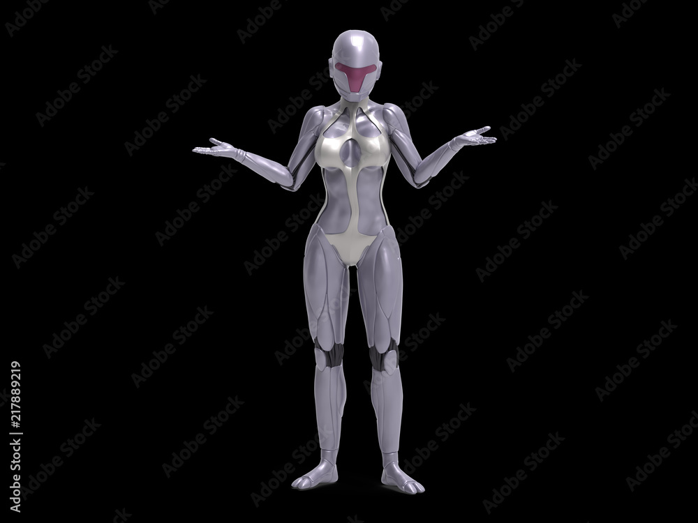 Robotic Cyber Woman is arguing 3D Rendering Robotic Cyber Woman is arguing 3D Rendering