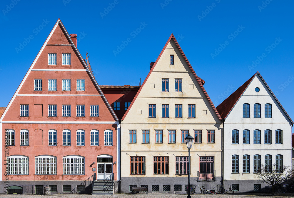 Fototapeta premium JAKRIBORG, Hjarup (Hjärup), Sweden - April 02 2018: Jakriborg is a well-known housing estate in Hjärup, Staffanstorp Municipality between Malmö and Lund in the south of Sweden..