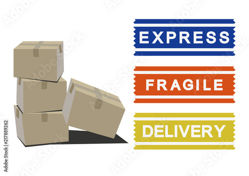 梱包用テープと段ボールのイラスト。