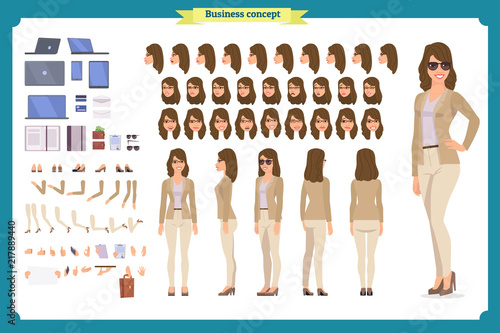 Young woman, casual clothes. Character creation set. Full length