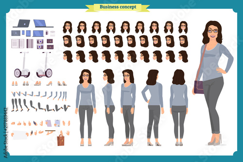 Young woman, casual clothes. Character creation set. Full length