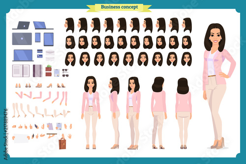 Young woman, casual clothes. Character creation set. Full length