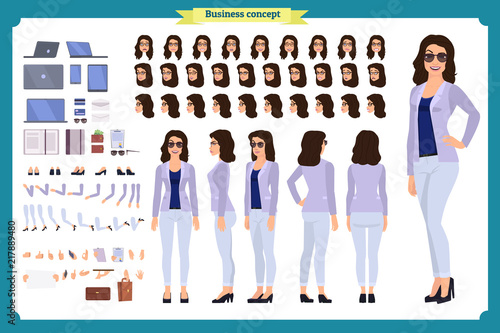 Young woman, casual clothes. Character creation set. Full length