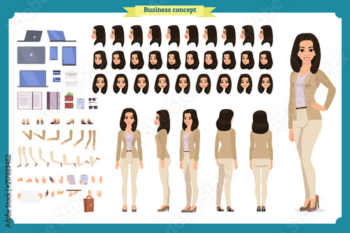 Young woman, casual clothes. Character creation set. Full length