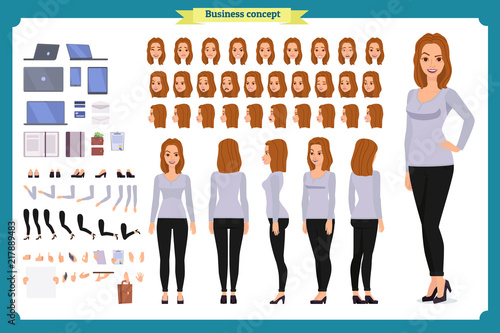 Young woman, casual clothes. Character creation set. Full length