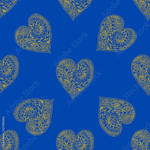 Seamless doodle hearts pattern vector illustration. For continuous replication.