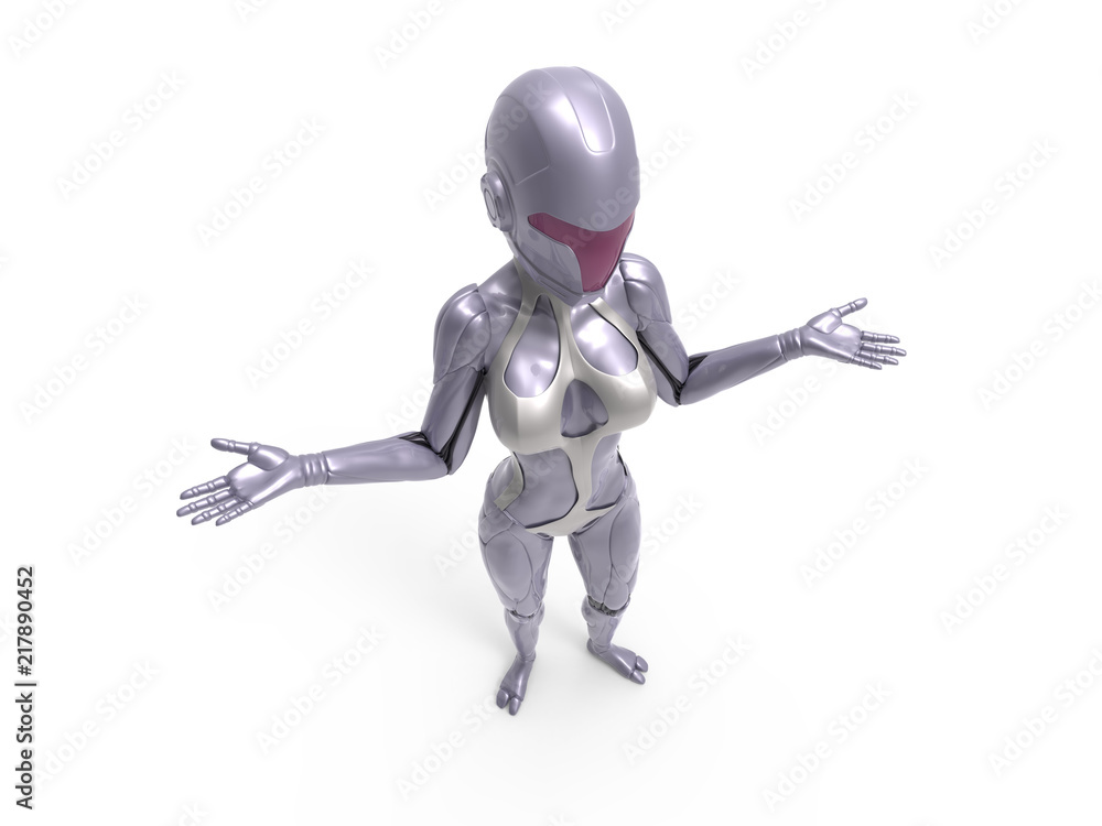 Robotic Cyber Woman is arguing 3D Rendering