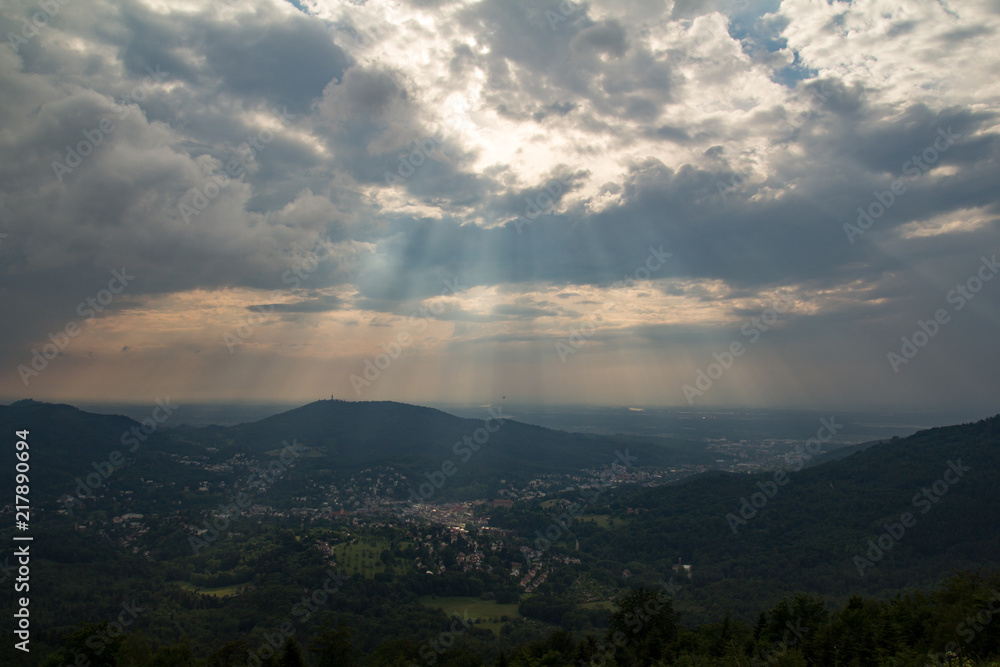 Dusk. View from Mount Merkur to Baden-Baden, Germany