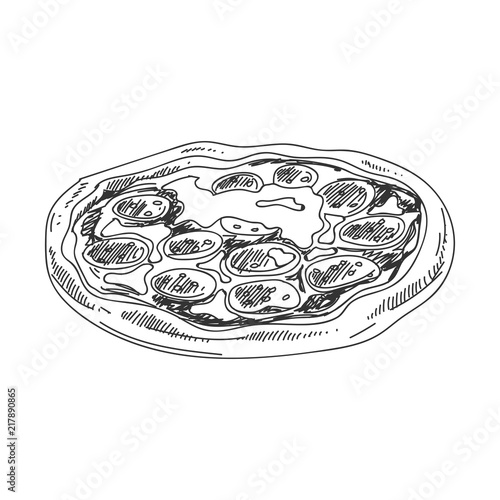 vector hand drawn pizza Illustration.