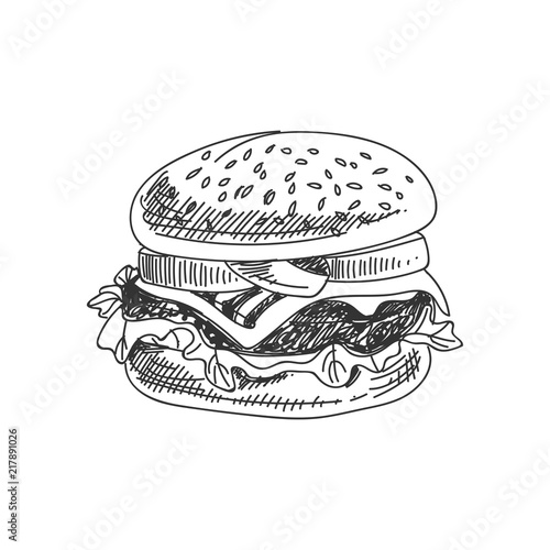 vector hand drawn burger Illustration