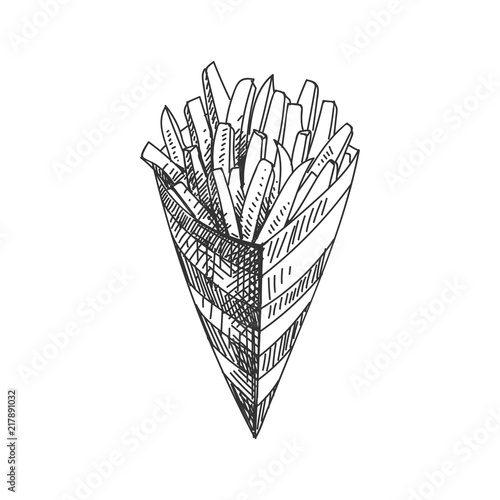 vector hand drawn French fries Illustration.