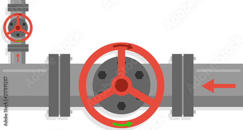Stop valves. Large valve shut-off valves. Flat design, vector illustration, vector.