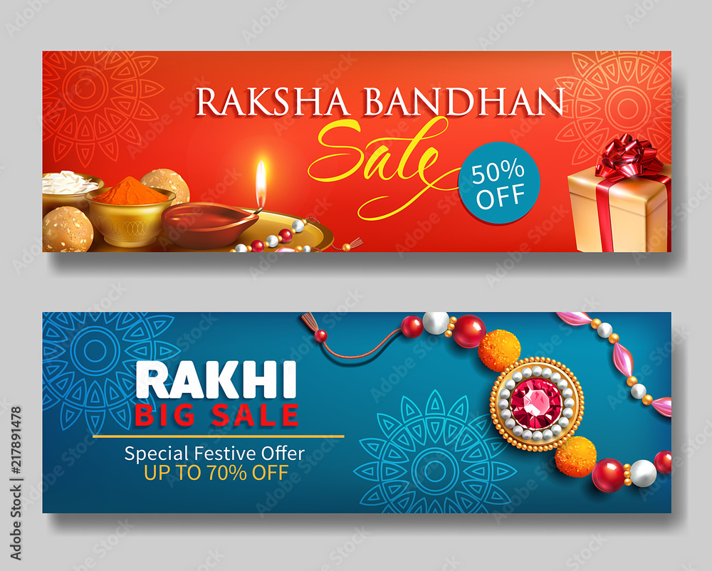 Raksha Bandhan creative promotion banners for Indian festival of sisters  and brothers. Vector set. Stock Vector | Adobe Stock