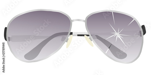 Sunglasses with a broken lens. Broken glasses. Flat design, vector illustration, vector.