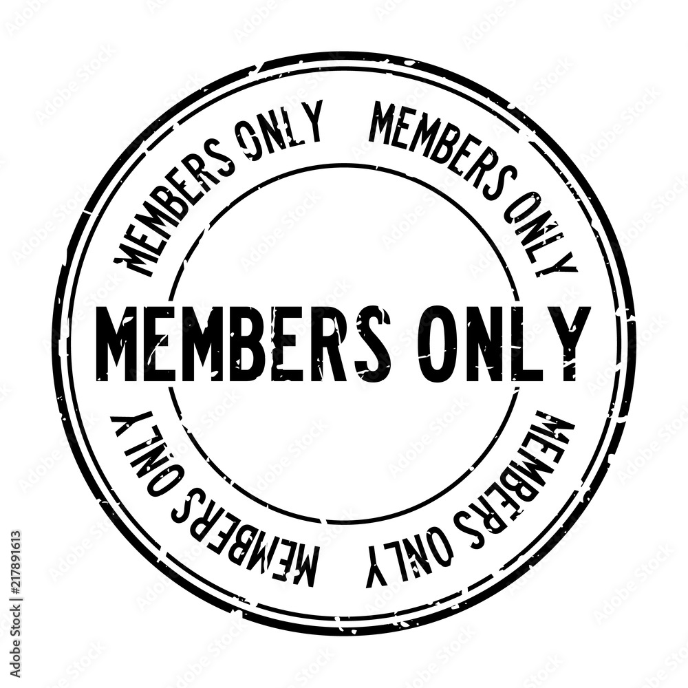 Grunge black members only word round rubber seal stamp on white background
