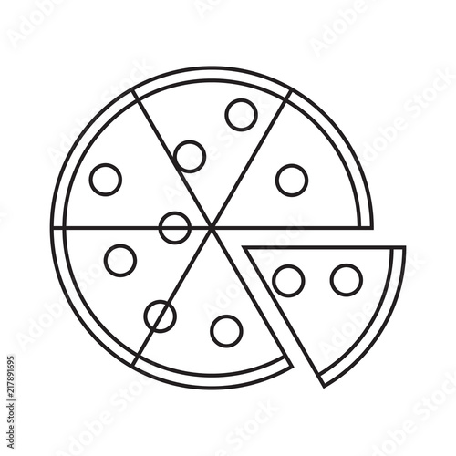 Black pizza with slice part icon on white background