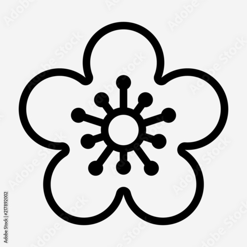 outline Apricot Blossom flower pixel perfect vector icon