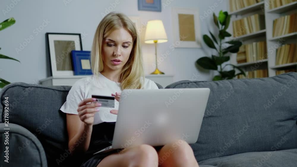 Beautiful woman using credit card for online shoping Beautiful woman using credit card for online shoping