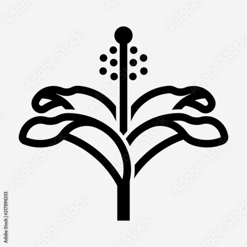 Outline hibiscus flower pixel perfect vector icon