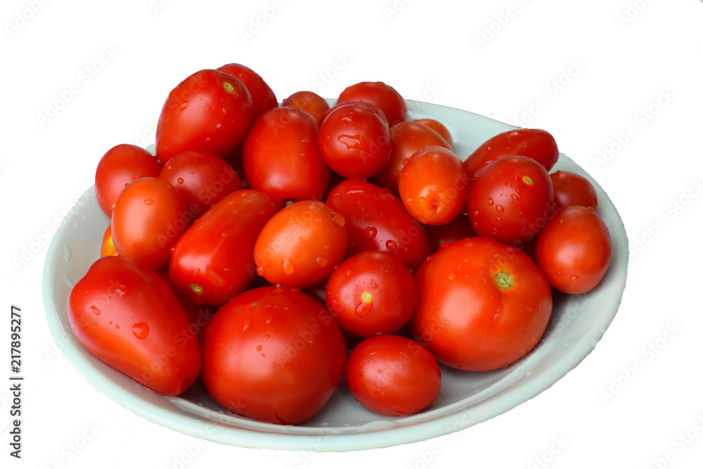 Isolated cherry tomatoes with white background Isolated cherry tomatoes with white background