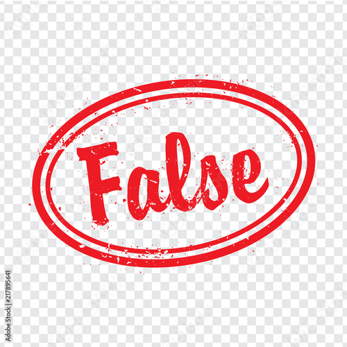 False oval stamp design on transparent background.  Grunge rubber oval stamp with word False in red for your web site design, logo, app, UI. Flat design. Vector illustration EPS10. 