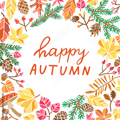Autumn lettering. Fall banner template vector illustration