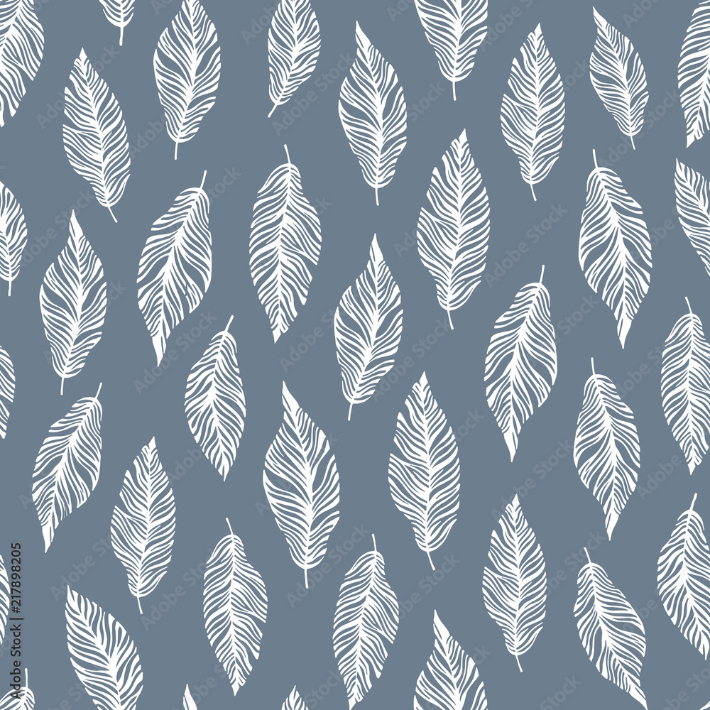 Seamless pattern with decorative leaves. Design for card, print, wallpaper.