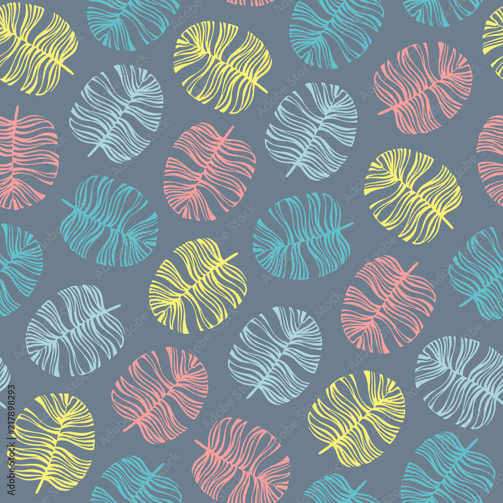 Seamless pattern with decorative leaves. Design for card, print, wallpaper. Seamless pattern with decorative leaves. Design for card, print, wallpaper.