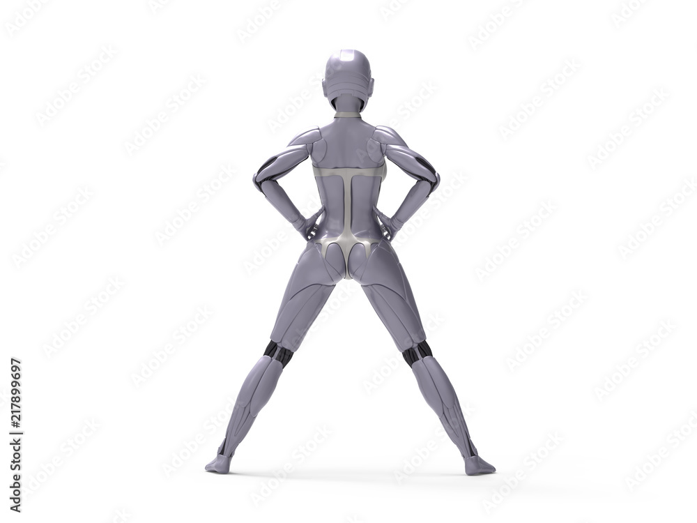 Robotic Cyber Woman is posing 3D Rendering Robotic Cyber Woman is posing 3D Rendering