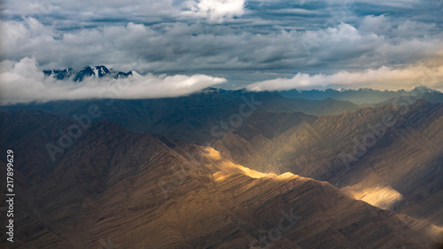 Aerial view of mountain range on July and August in Leh  Ladakh  India.