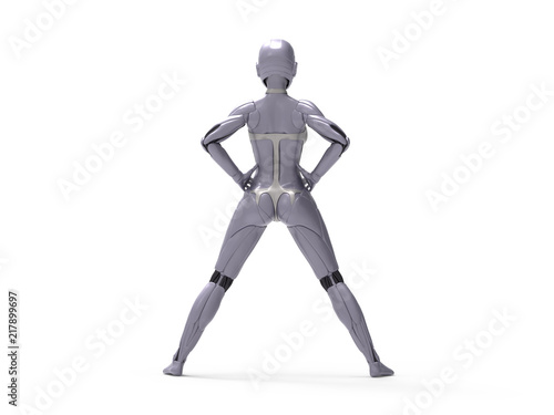 Robotic Cyber Woman is posing 3D Rendering