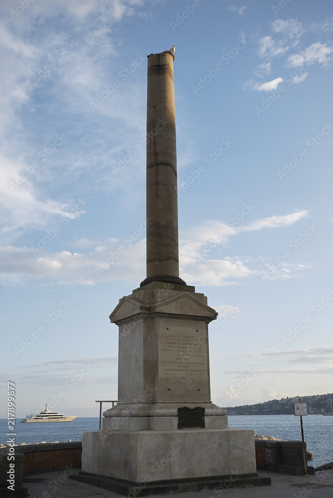 Naples, Italy - July 23, 2018 : View of 'Colonna Spezzata' monument