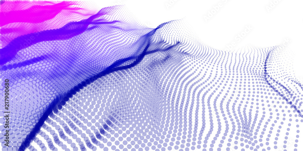 Abstract waves from dots color background. Technology background vector. Future background.