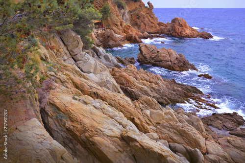 Costa Brava. Spain. Mediterranean sea. Rocky shore © Elena