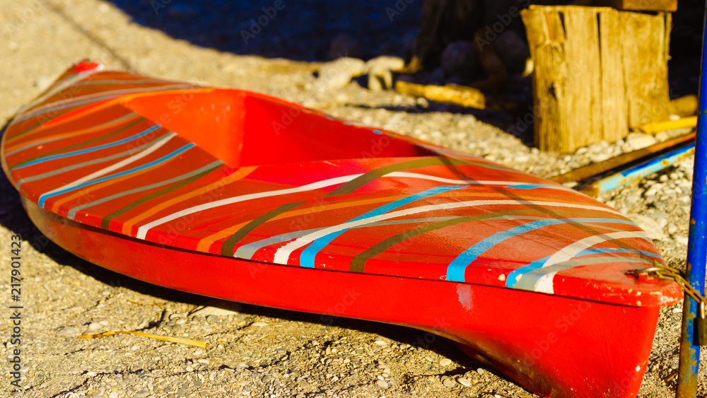 Canoe kayak on sand beach