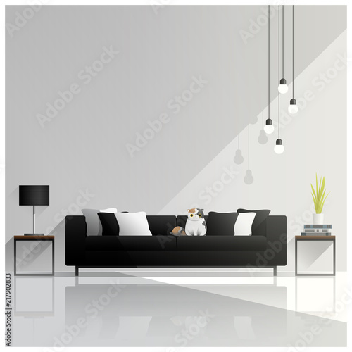 Modern living room design , Interior background , vector , illustration