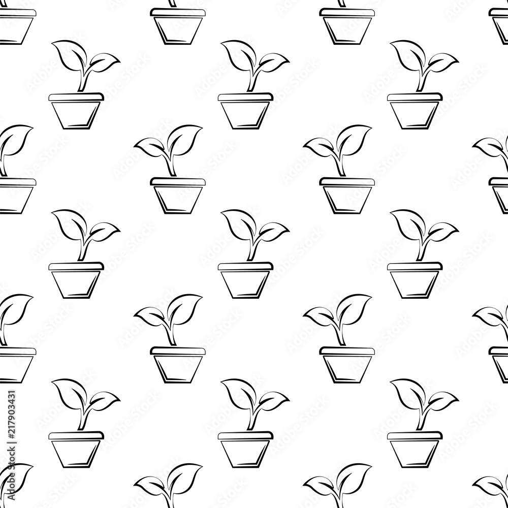Plant Pot Icon Seamless Pattern Plant Pot Icon Seamless Pattern