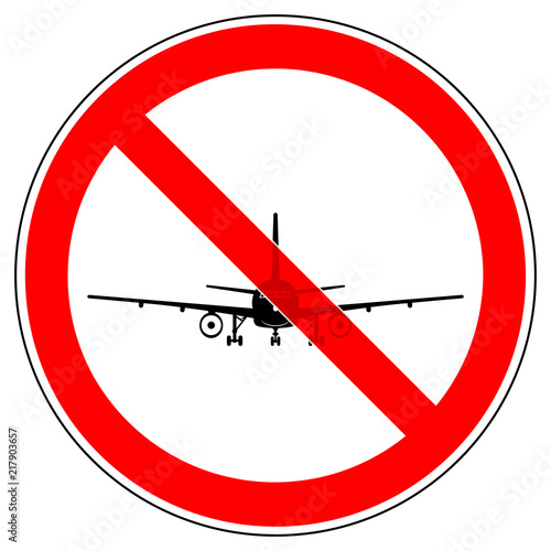 srr426 SignRoundRed - german - Verbotszeichen: Flugzeug starten oder landen verboten - english - prohibition sign - airplane launching or landing not allowed / prohibited - red - g6487 photo