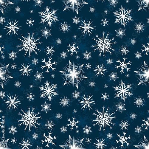 A seamless blue background with snowflakes.