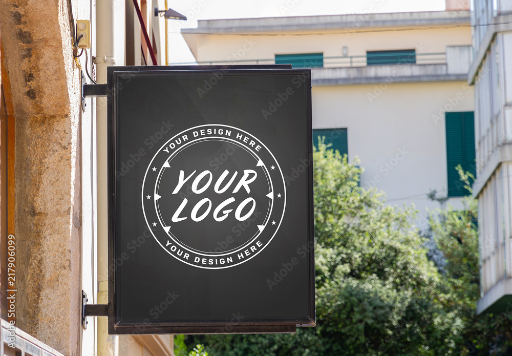 Signage on Side of Building Mockup Stock Template | Adobe Stock