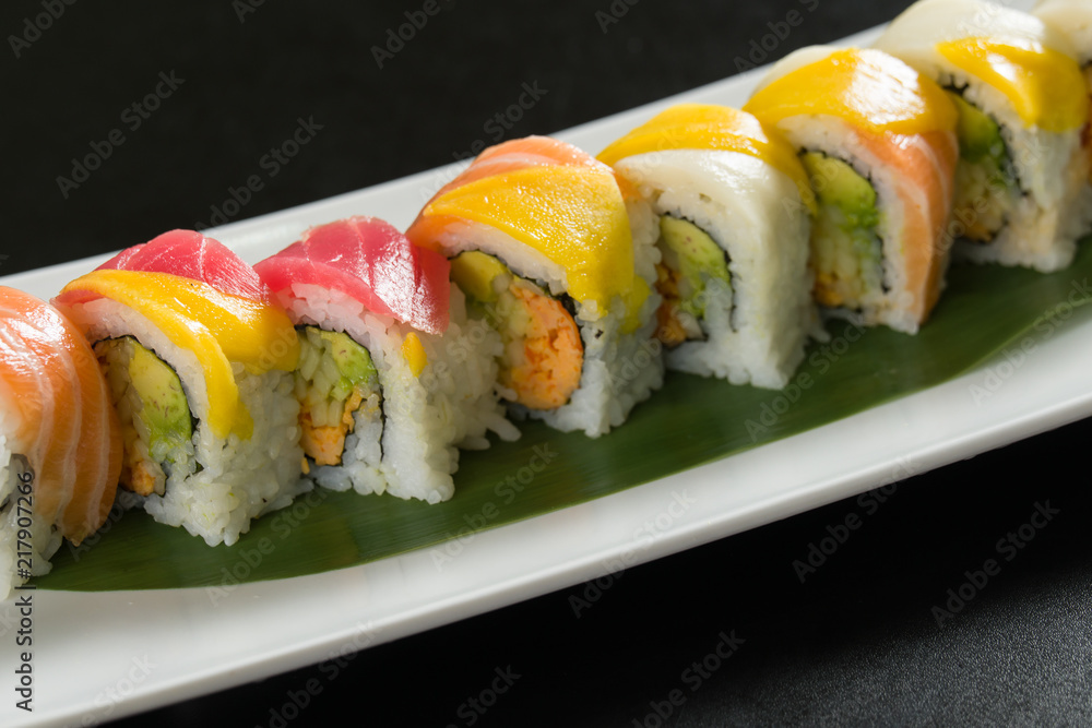 Sushi on a white plate Sushi on a white plate