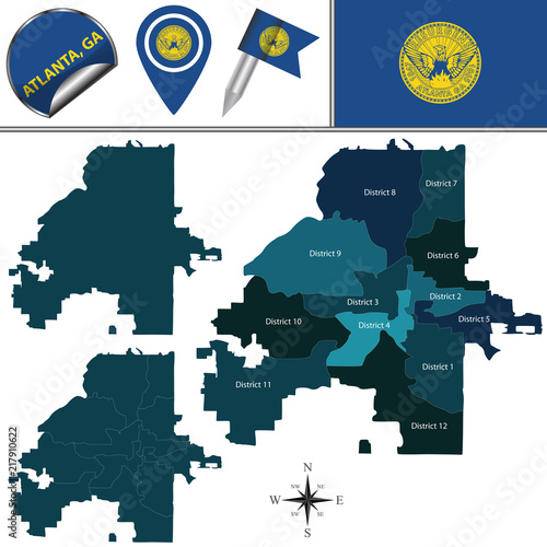 Map of Atlanta, GA with Districts