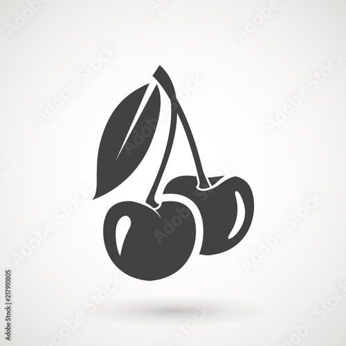 cherry icon, vector fruit illustration, fresh healthy sweet cherries pictogram isolated on white. logo illustration.