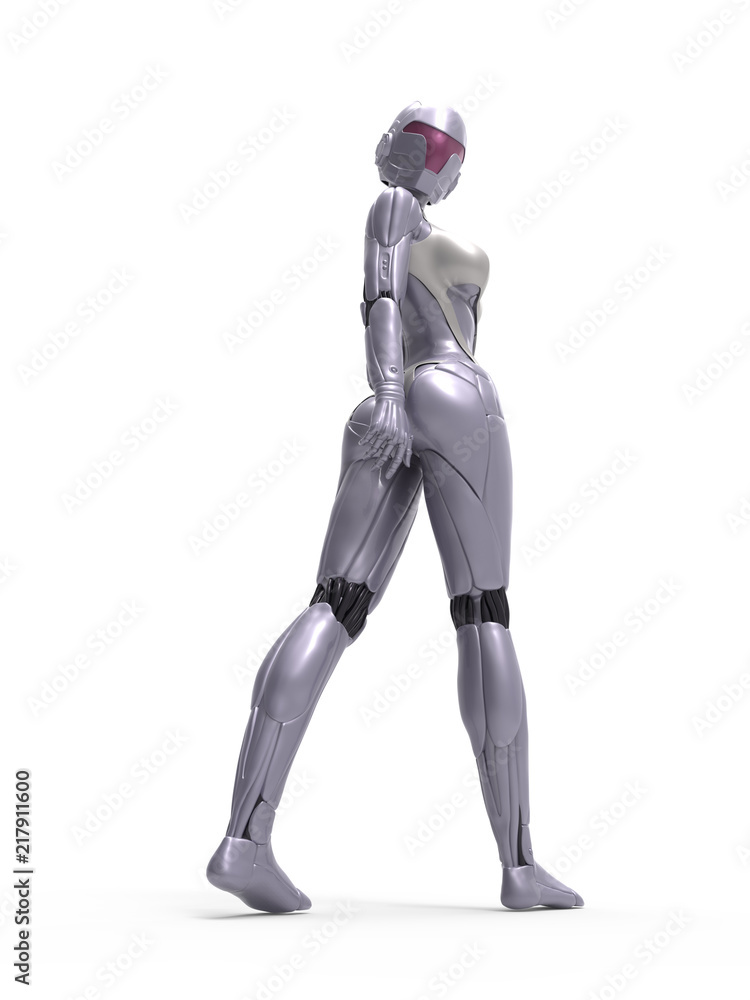 Robotic Cyber Woman is posing 3D Rendering Robotic Cyber Woman is posing 3D Rendering