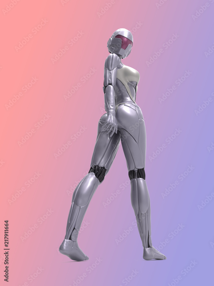 Robotic Cyber Woman is posing 3D Rendering Robotic Cyber Woman is posing 3D Rendering