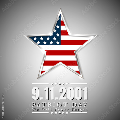 Patriot Day of USA with star in national flag colors american flag