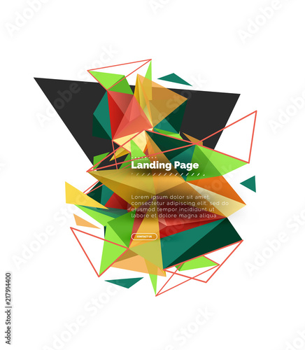 Triangular design abstract background, landing page. Low poly style colorful triangles on white Free Download Triangular design abstract background, landing page. Low poly style colorful triangles on white - GFXLoad